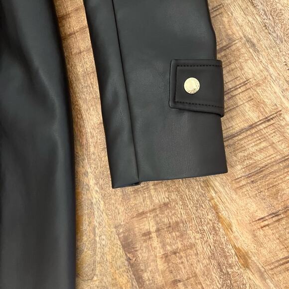 Via Spiga Chocolate Brown Vegan Leather Trench Coat Size Medium Belted Classic - Picture 7 of 16